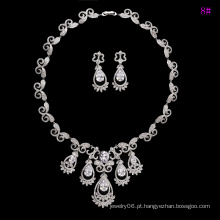 Moda de luxo ródio CZ Diamond Jewelry Set para o casamento (set-19)
